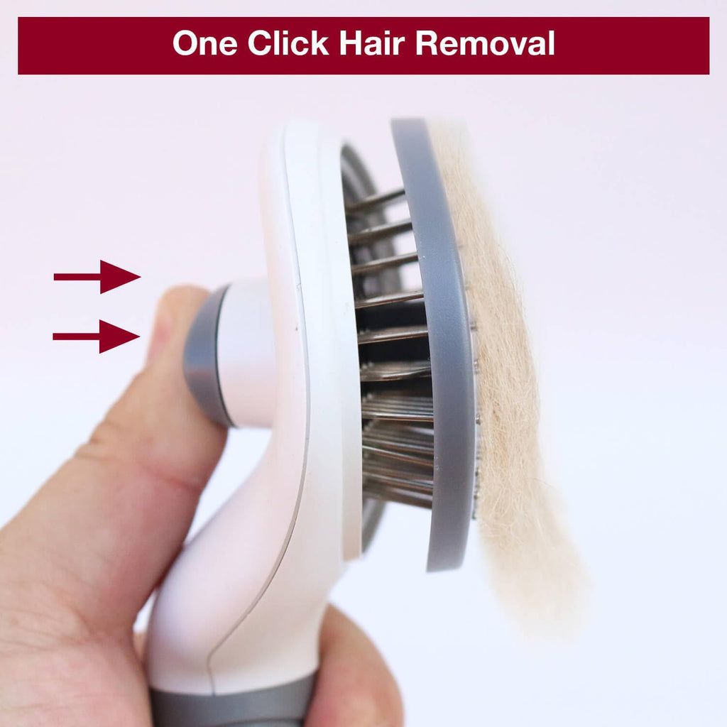 Premium Self-Cleaning Slicker Brush - Enhanced Deshedding Tool for Dogs and Cats with One-Click Cleaning and Ergonomic Grip, Suitable for Long and Short Haired Pets