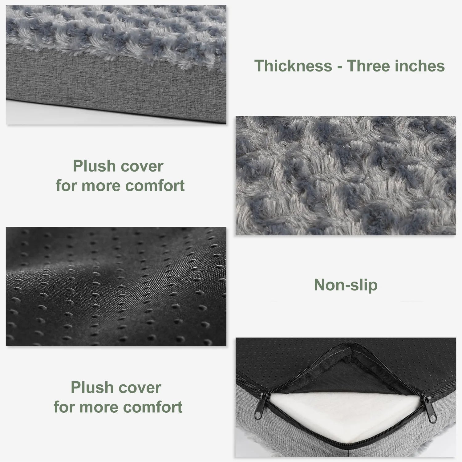 Orthopedic Memory Foam Dog Bed for Large Dogs, Washable Crate Pad with Removable Faux Fur Cover, Soft Plush Design, Suitable for Dogs up to 65 lbs (Grey, 36" x 27" x 3")