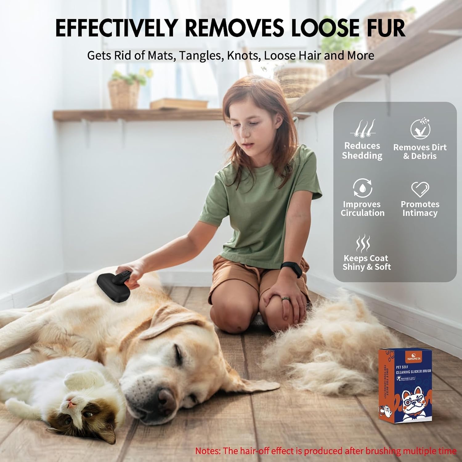 4-in-1 Dog Grooming Kit: Self-Cleaning Shedding Rake, Push-Button Retractable Pin Brush, Scratch-Free Undercoat Rake, and Professional Steel Combs