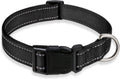 Adjustable Reflective Nylon Dog Collar with Buckle for Small, Medium, and Large Dogs - Black Size S