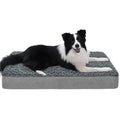 Orthopedic Memory Foam Dog Bed for Large Dogs, Washable Crate Pad with Removable Faux Fur Cover, Soft Plush Design, Suitable for Dogs up to 65 lbs (Grey, 36" x 27" x 3")