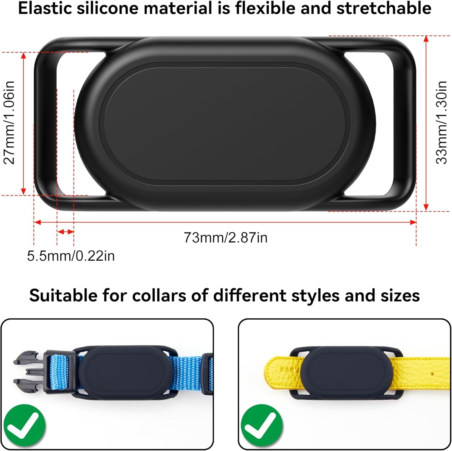 2-Pack Waterproof Silicone Dog Collar Holder for Samsung Smart Tag 2 - Anti-Lost and Scratch Resistant GPS Tracker Case for Cats and Pets, Compatible with Various Collar Widths